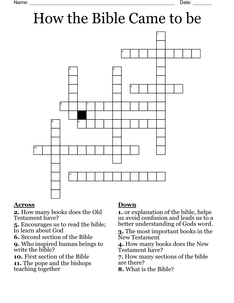 How the Bible Came to be Crossword