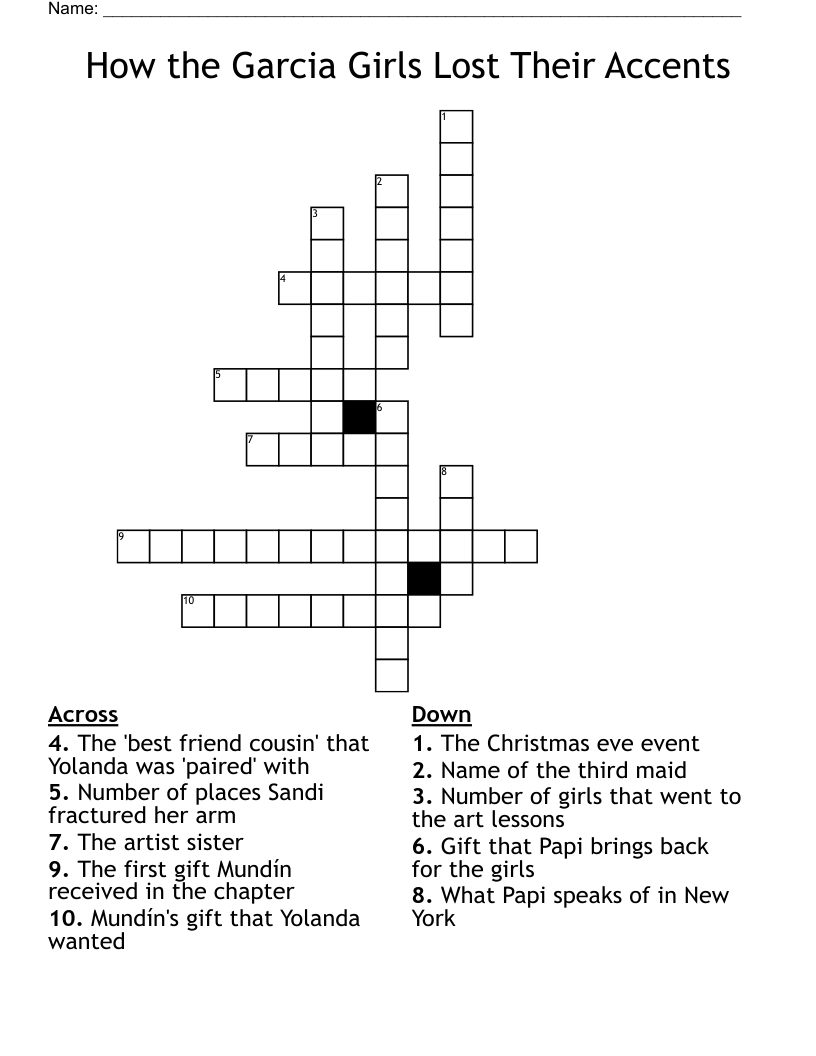 How the Garcia Girls Lost Their Accents Crossword
