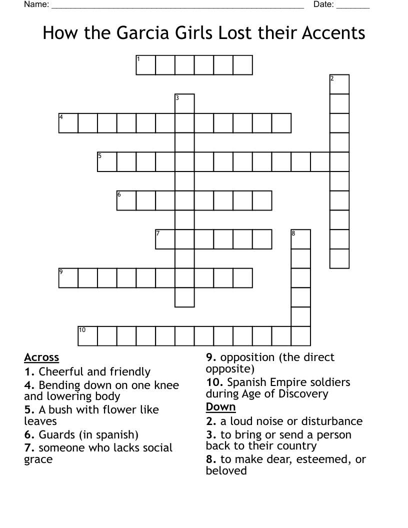 How the Garcia Girls Lost their Accents Crossword