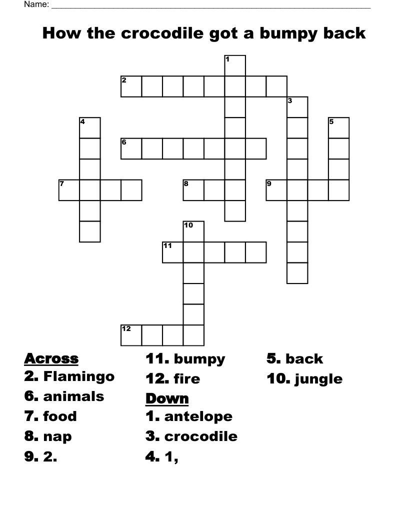 How the crocodile got a bumpy back Crossword