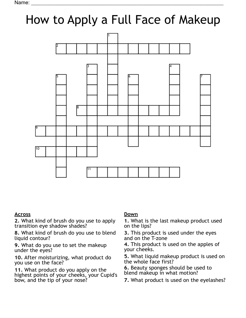How to Apply a Full Face of Makeup Crossword