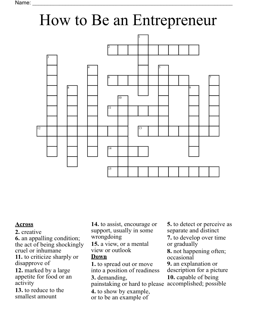 How to Be an Entrepreneur Crossword