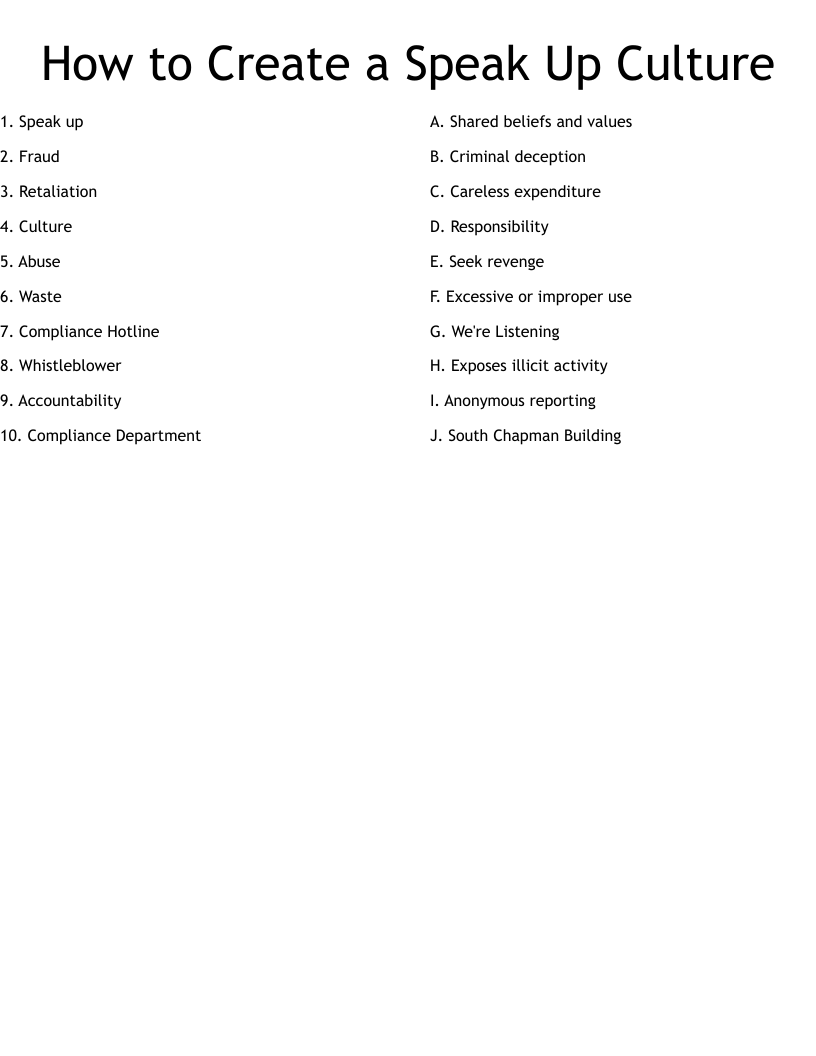 How to Create a Speak Up Culture Worksheet