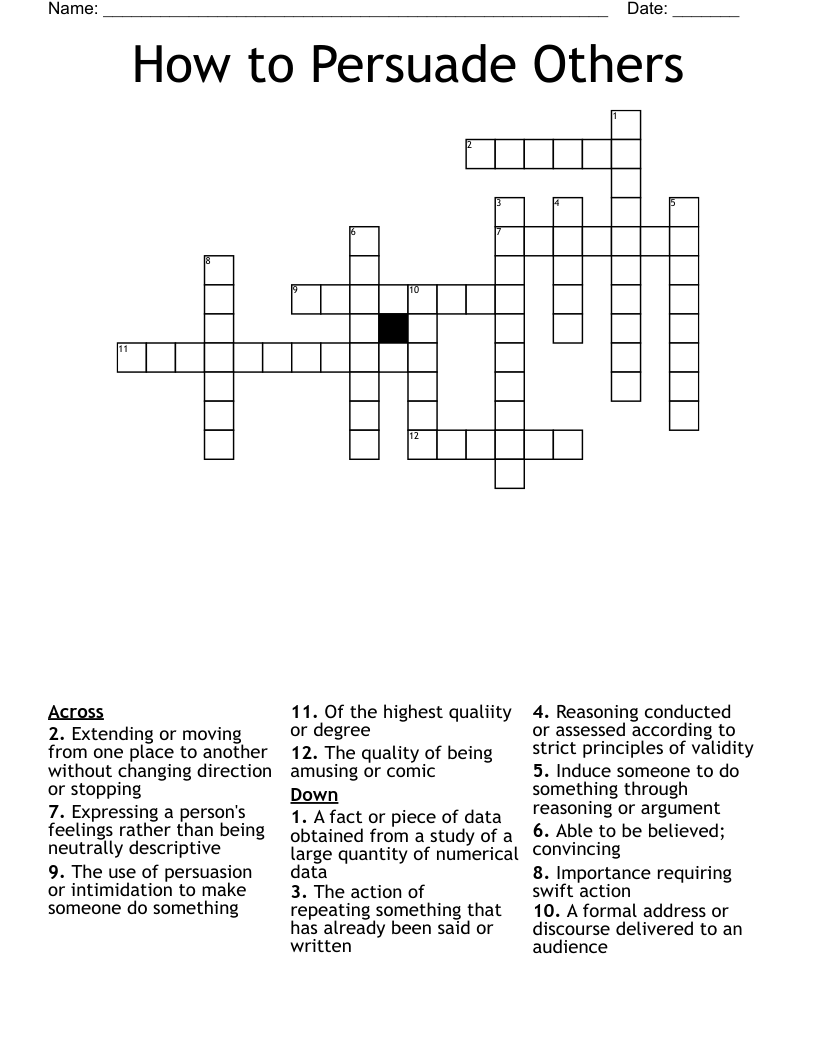 How to Persuade Others Crossword