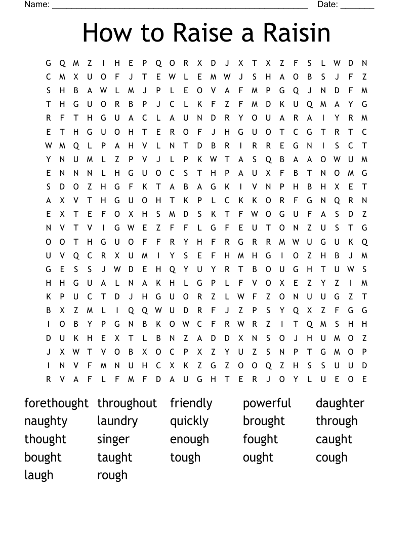 How to Raise a Raisin Word Search