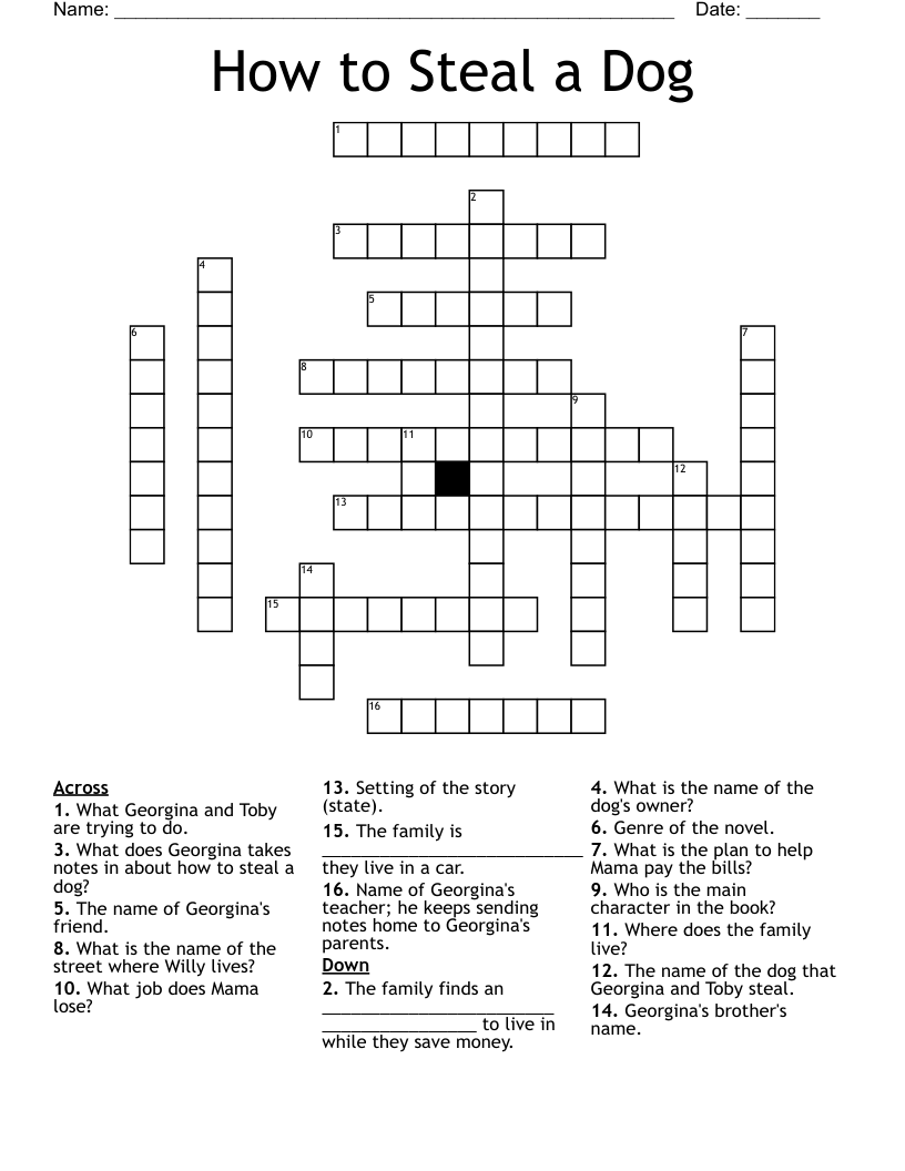 How to Steal a Dog Crossword