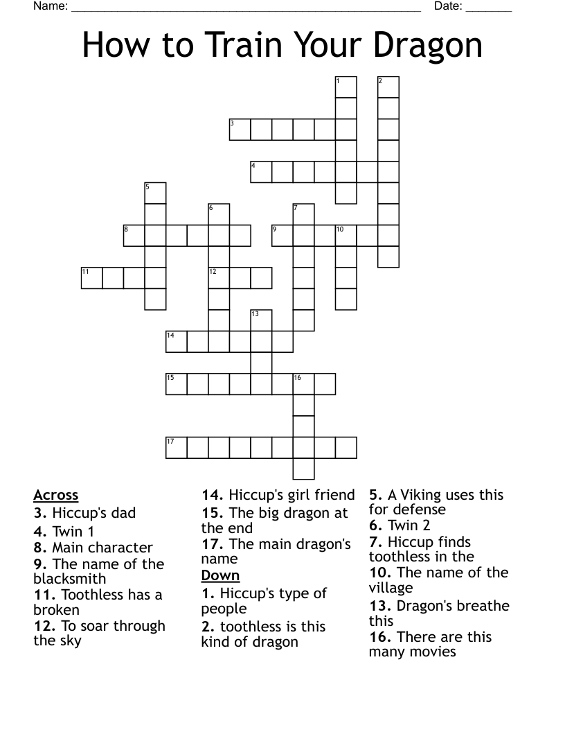How to Train Your Dragon Crossword