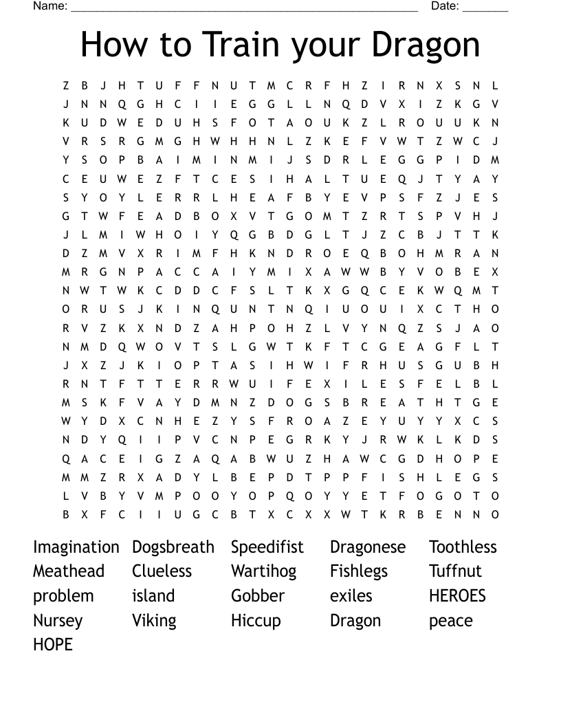 How to Train your Dragon Word Search