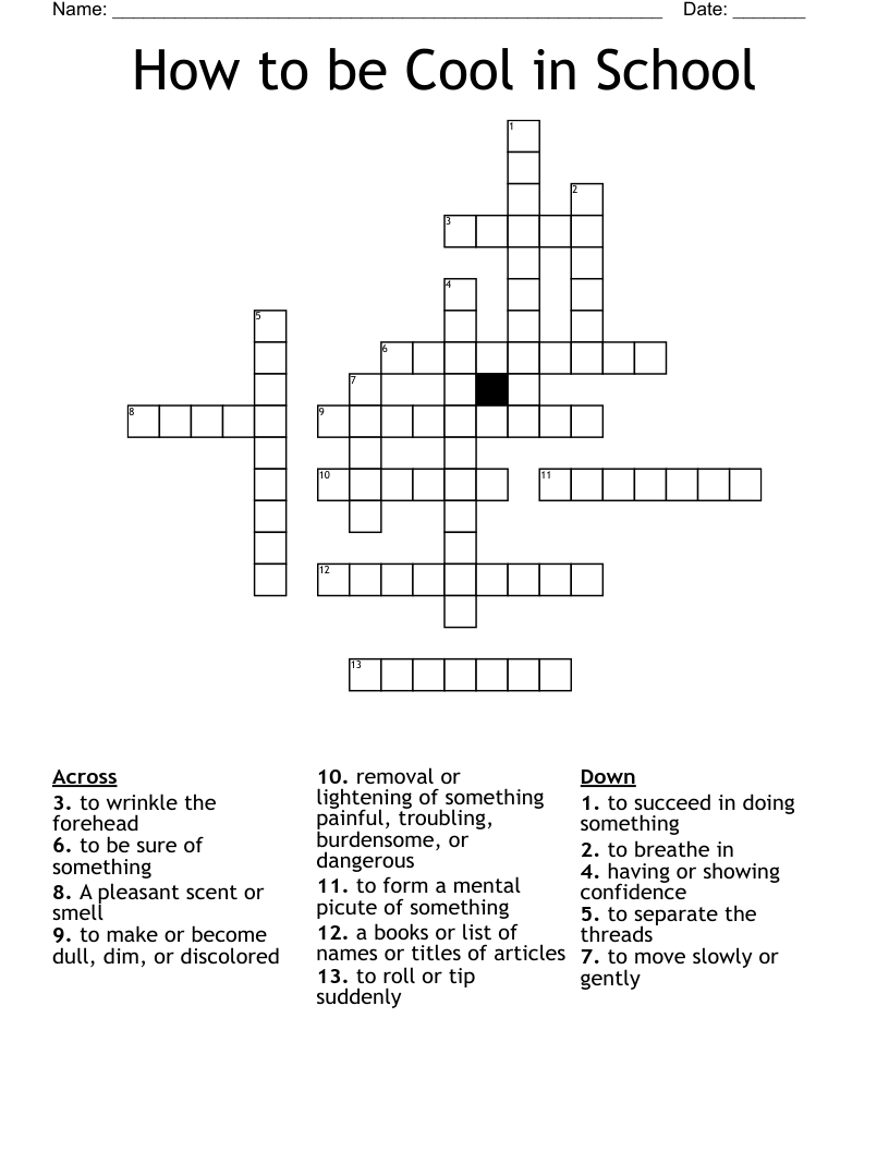 How to be Cool in School Crossword