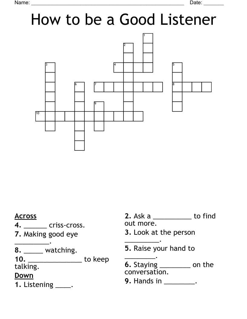How to be a Good Listener Crossword