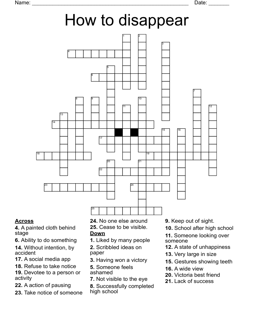 How to disappear  Crossword
