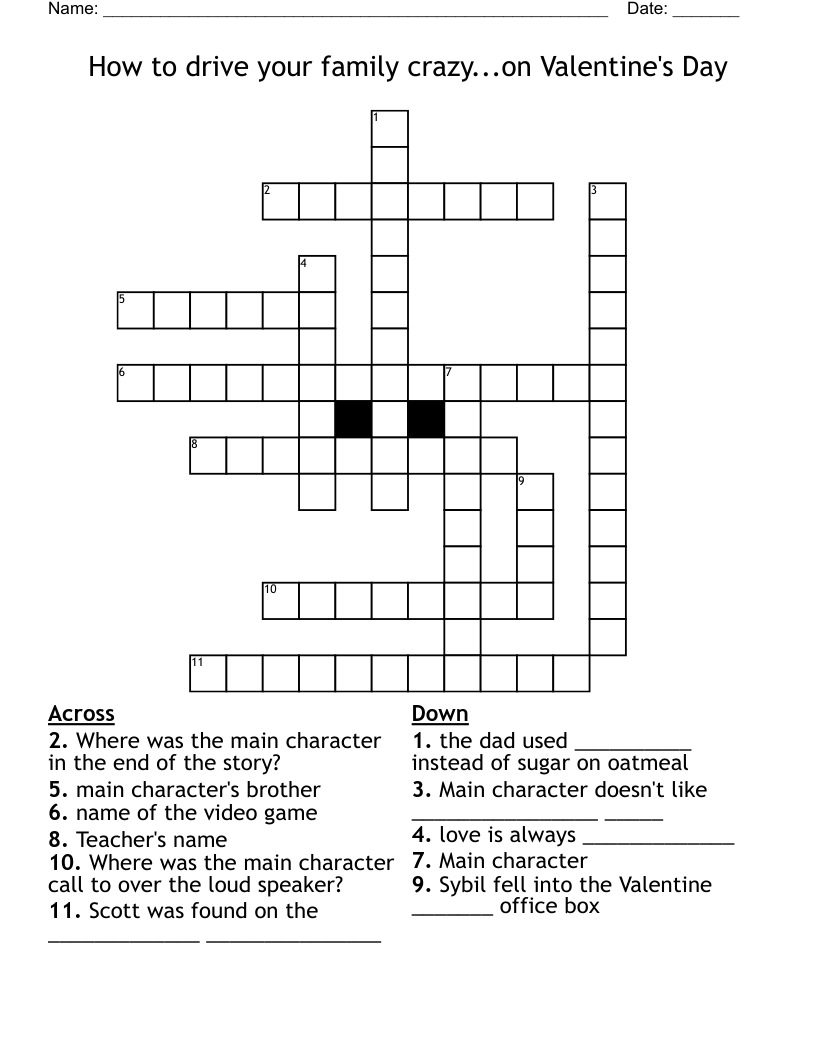 How to drive your family crazy...on Valentine's Day  Crossword