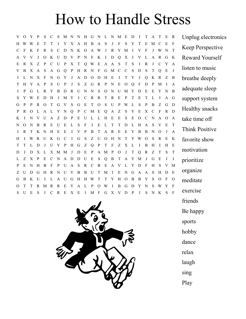 How to Handle Stress  Word Search