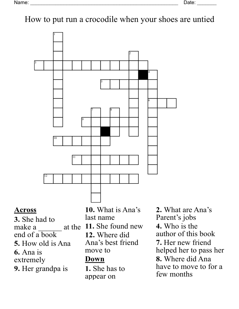 How to put run a crocodile when your shoes are untied Crossword