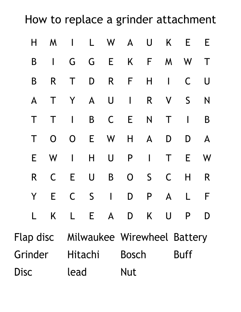 How to replace a grinder attachment Word Search