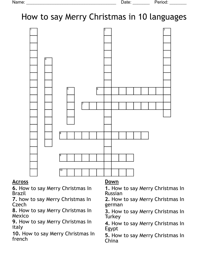How to say Merry Christmas in 10 languages Crossword