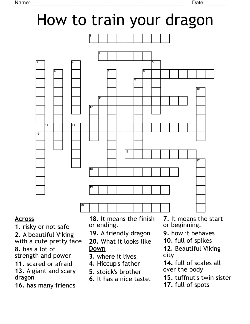 How to train your dragon Crossword