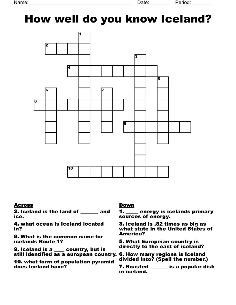 How well do you know Iceland? Crossword