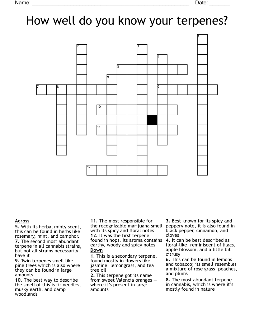 How well do you know your terpenes? Crossword