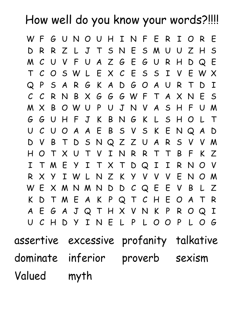 How well do you know your words?!!!! Word Search