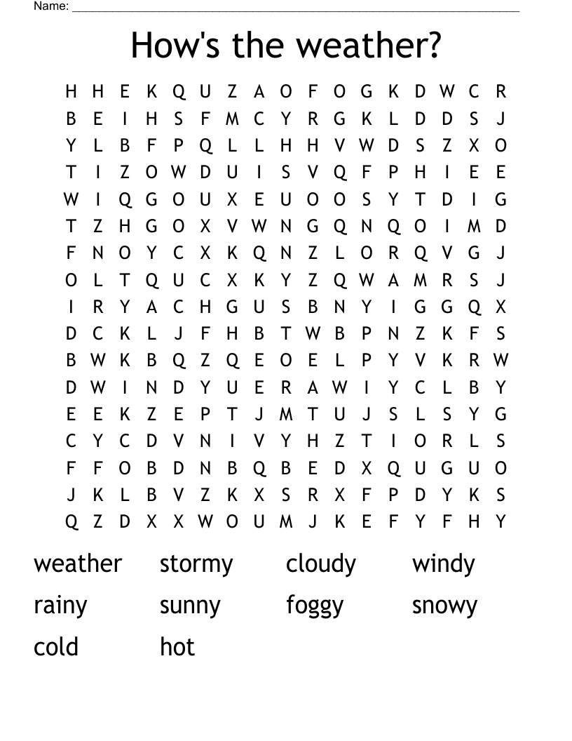 How's the weather? Word Search