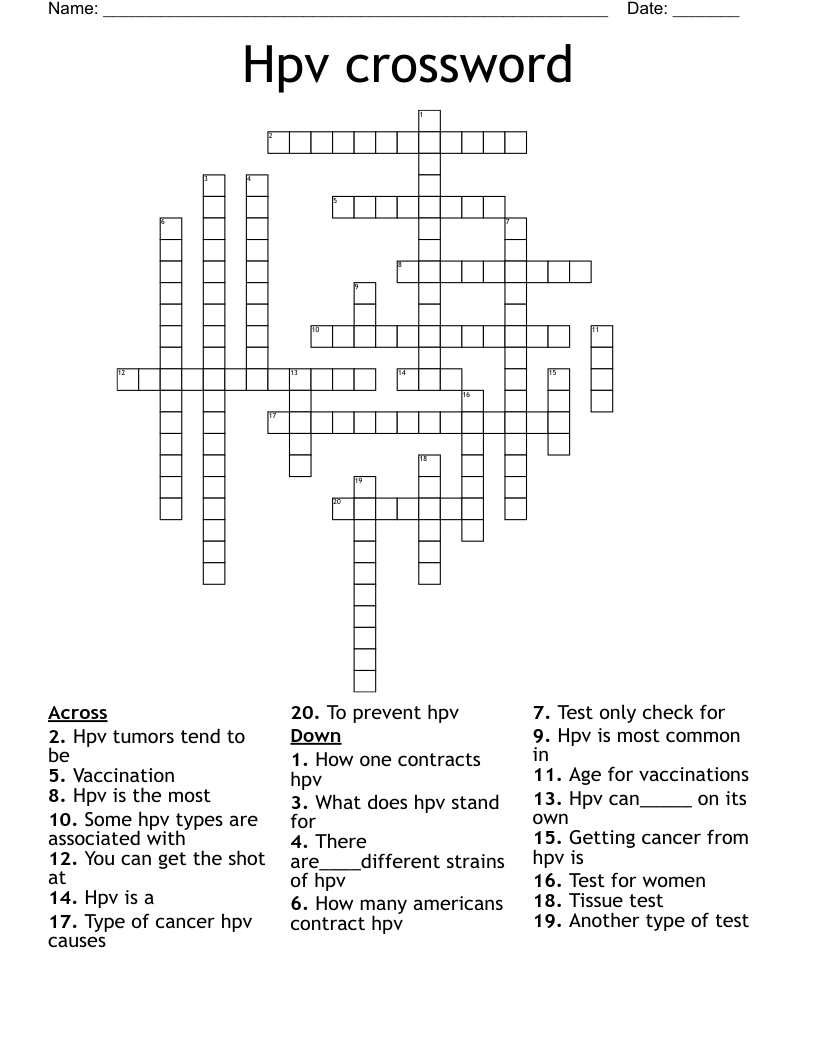 Hpv crossword