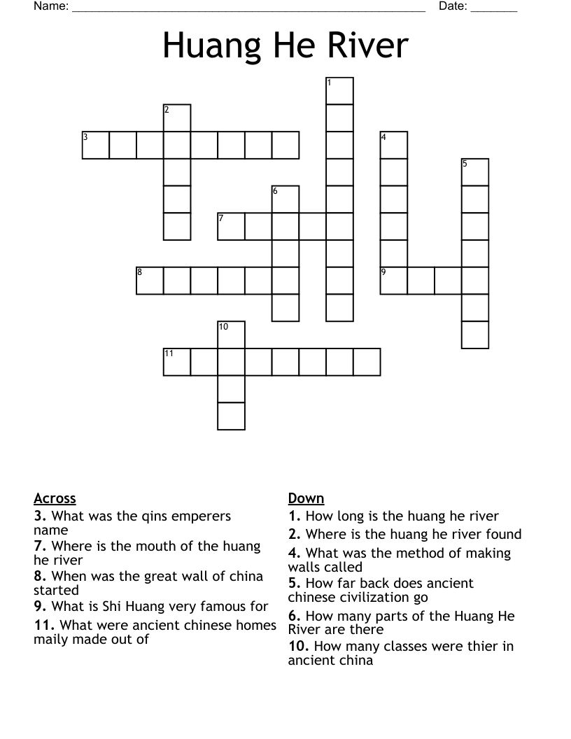 Huang He River Crossword