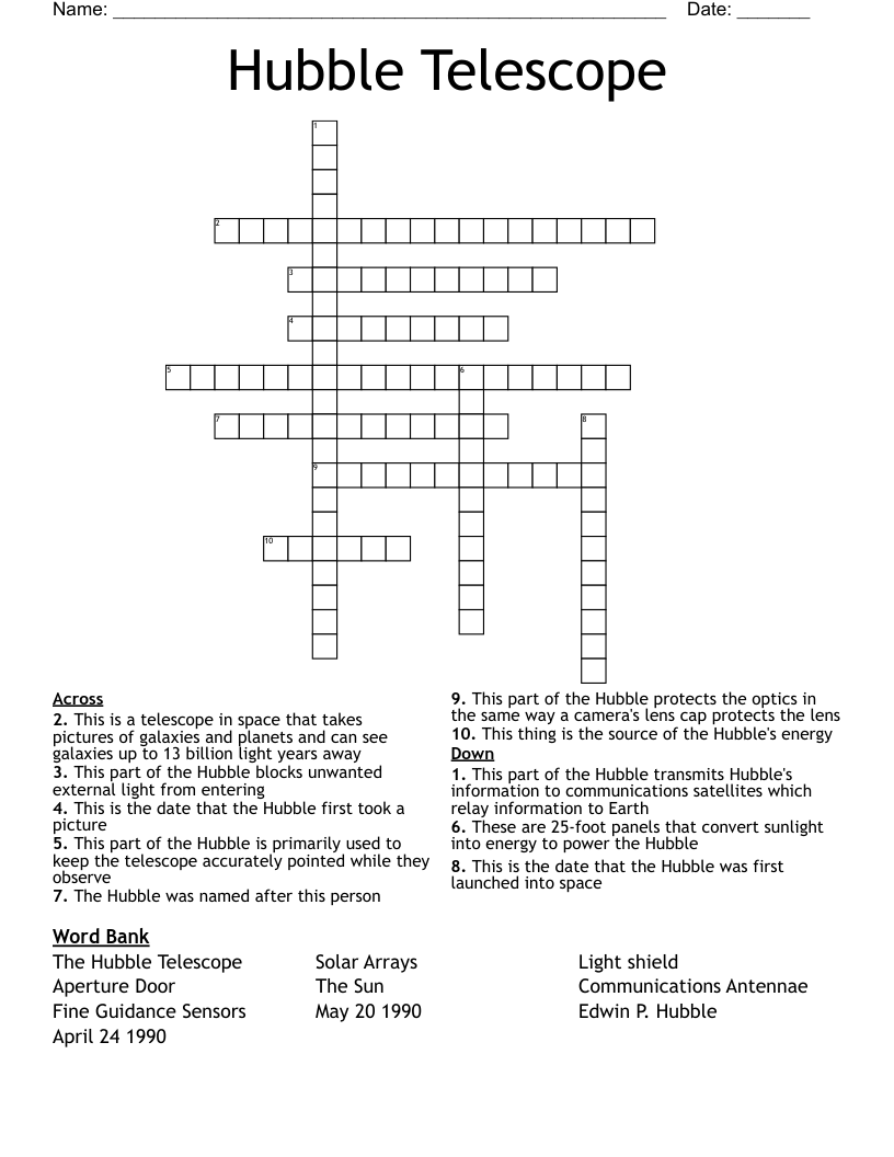 Hubble Telescope  Crossword