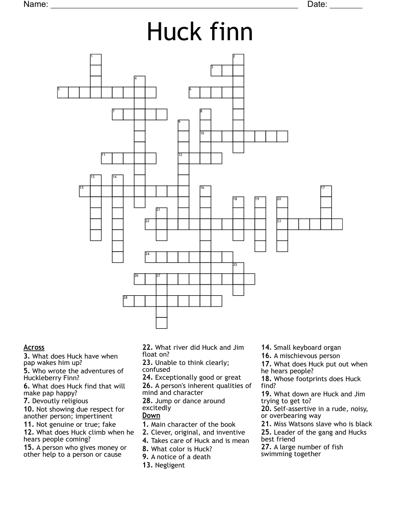 Huck finn Crossword