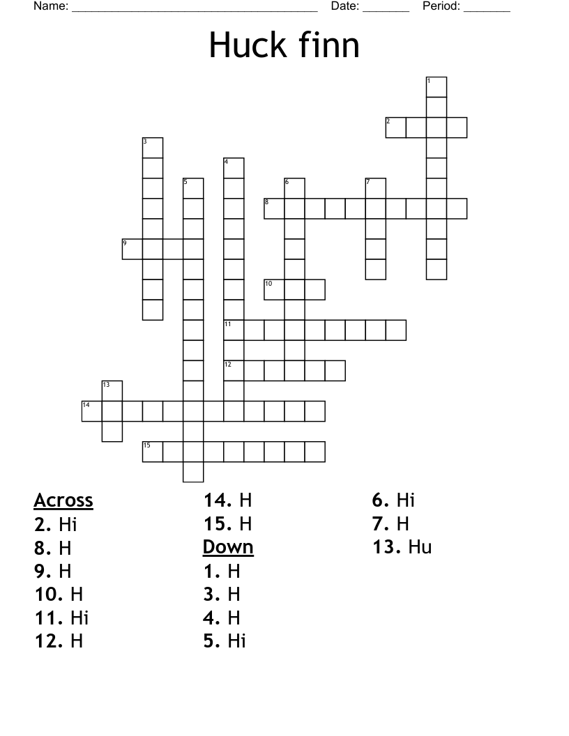 Huck finn Crossword