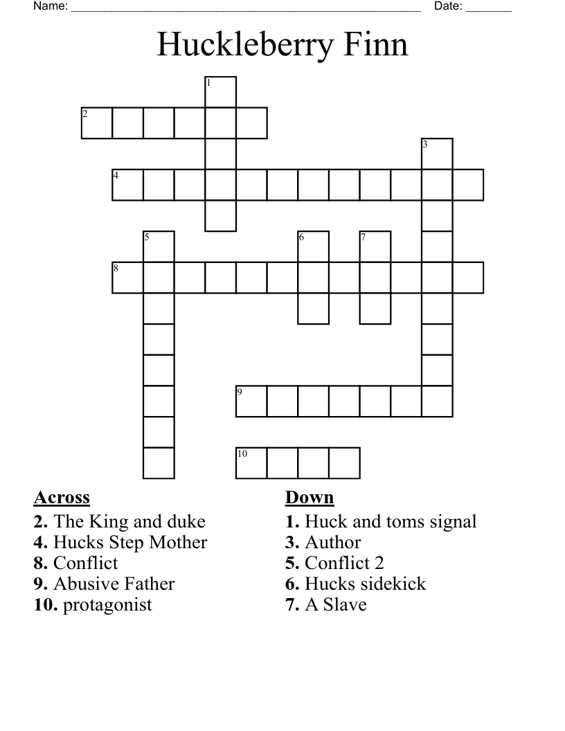 Huckleberry Finn Crossword