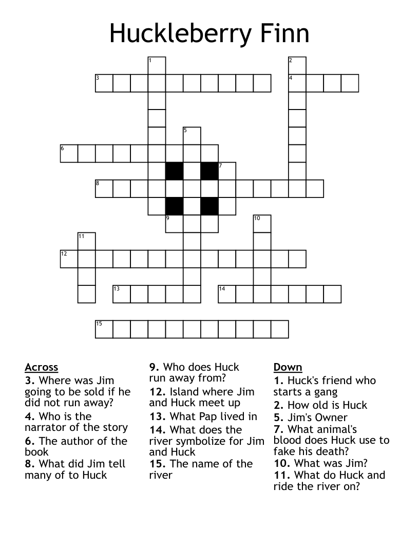 Huckleberry Finn Crossword