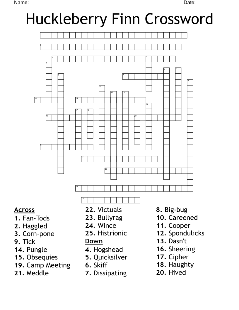 Huckleberry Finn Crossword