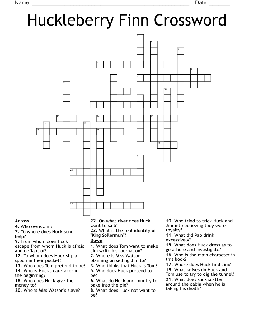 Huckleberry Finn Crossword