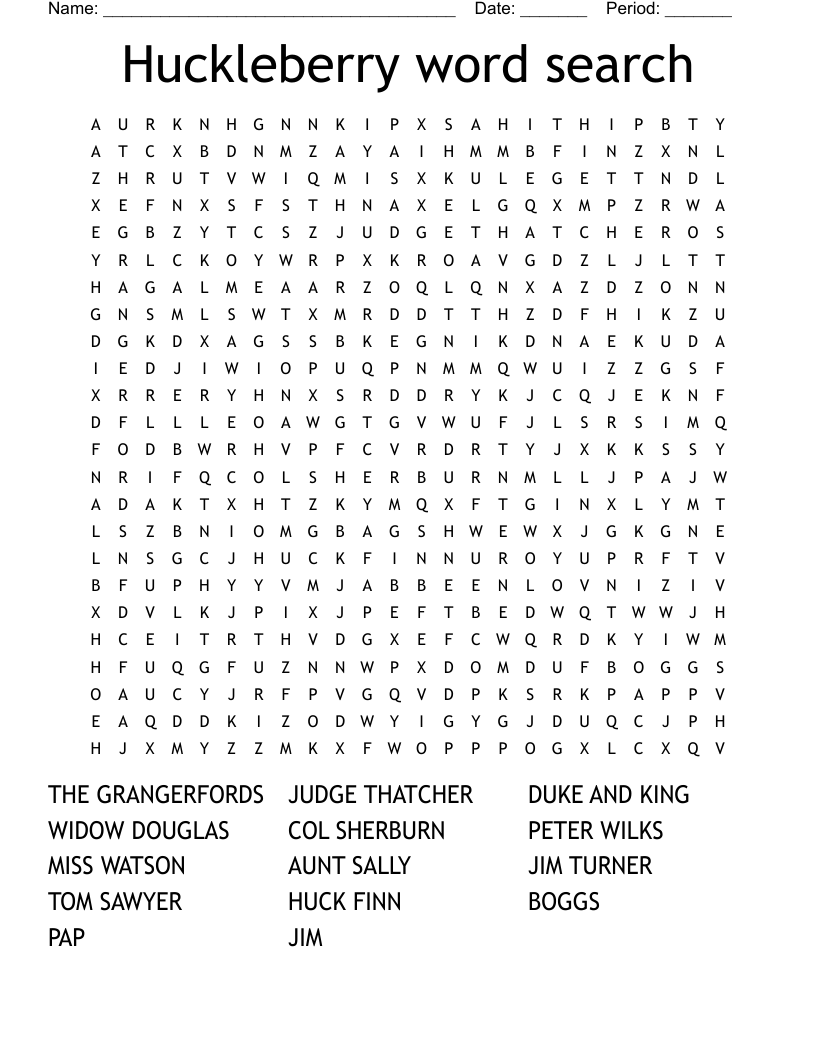 Huckleberry word search