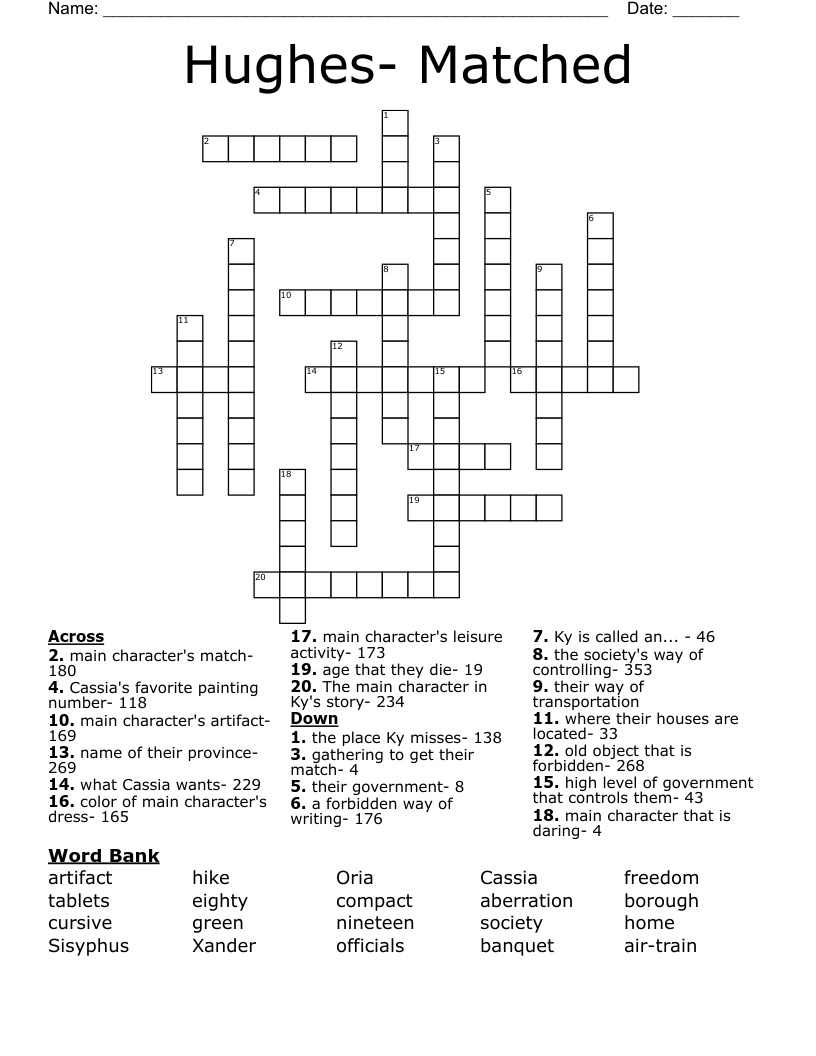 Hughes- Matched Crossword