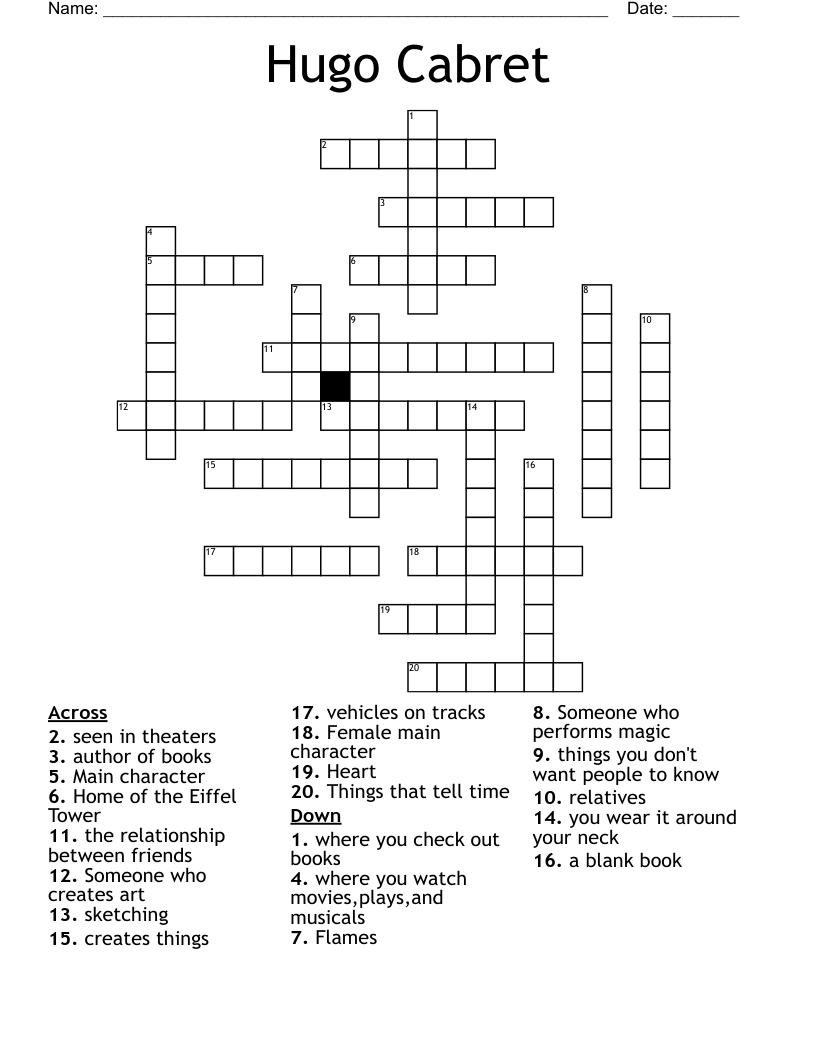 Hugo Cabret Crossword
