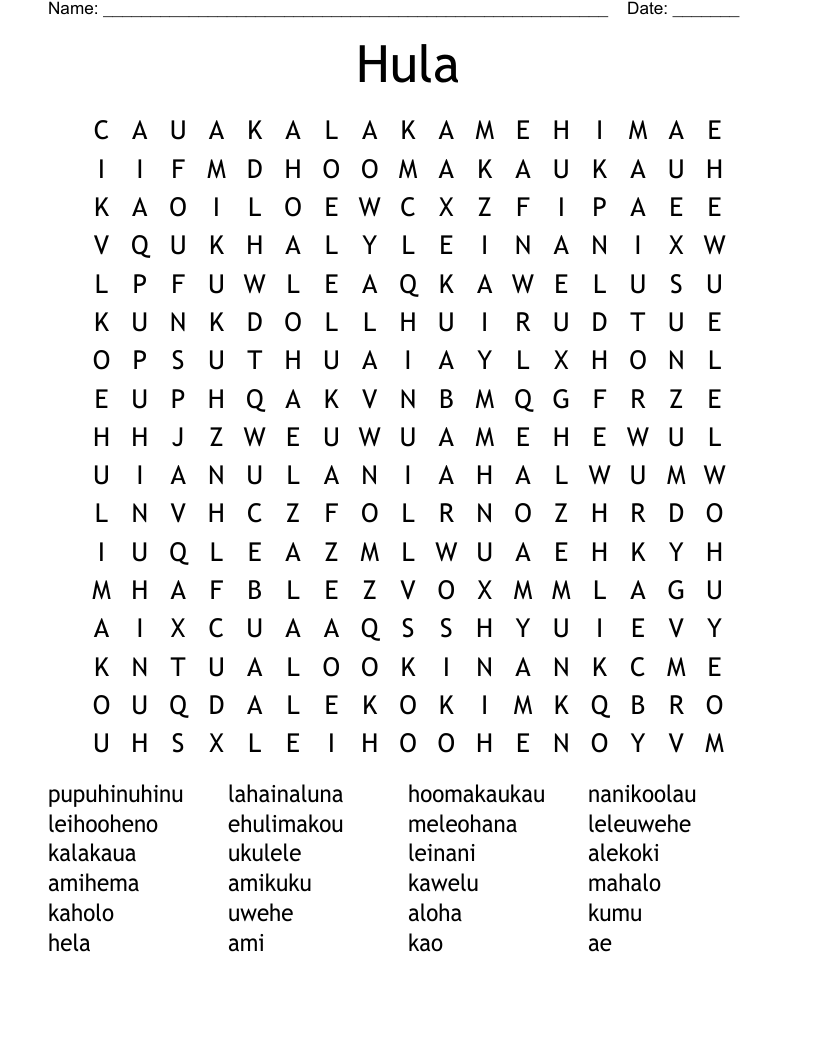 Hula Word Search