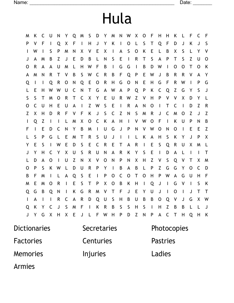 Hula Word Search