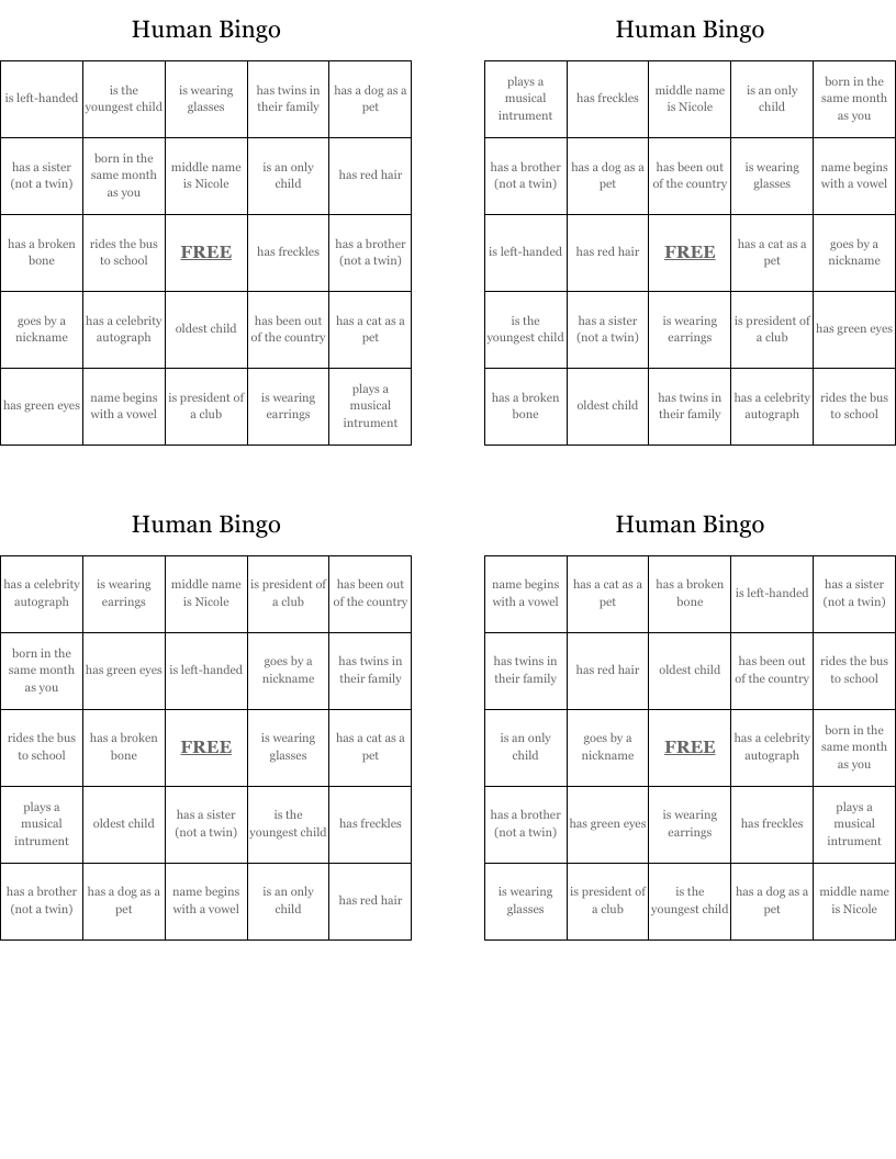 Human Bingo