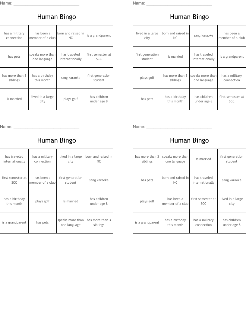 Human Bingo