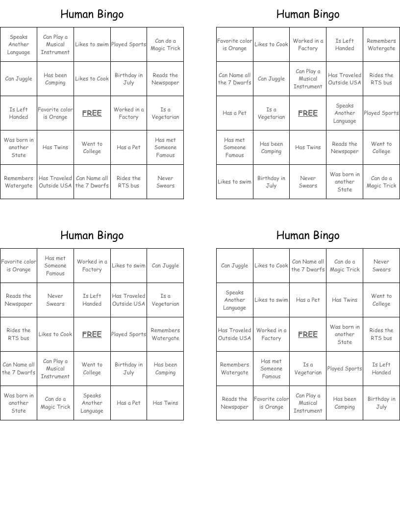 Human Bingo