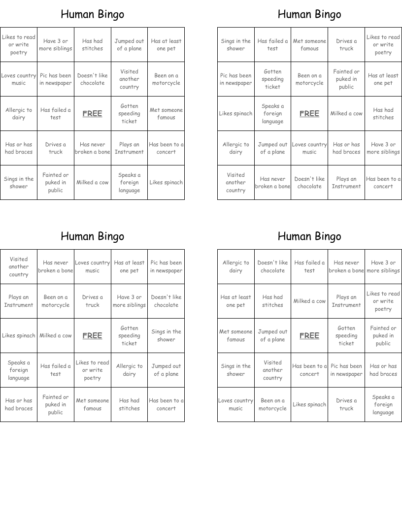 Human Bingo