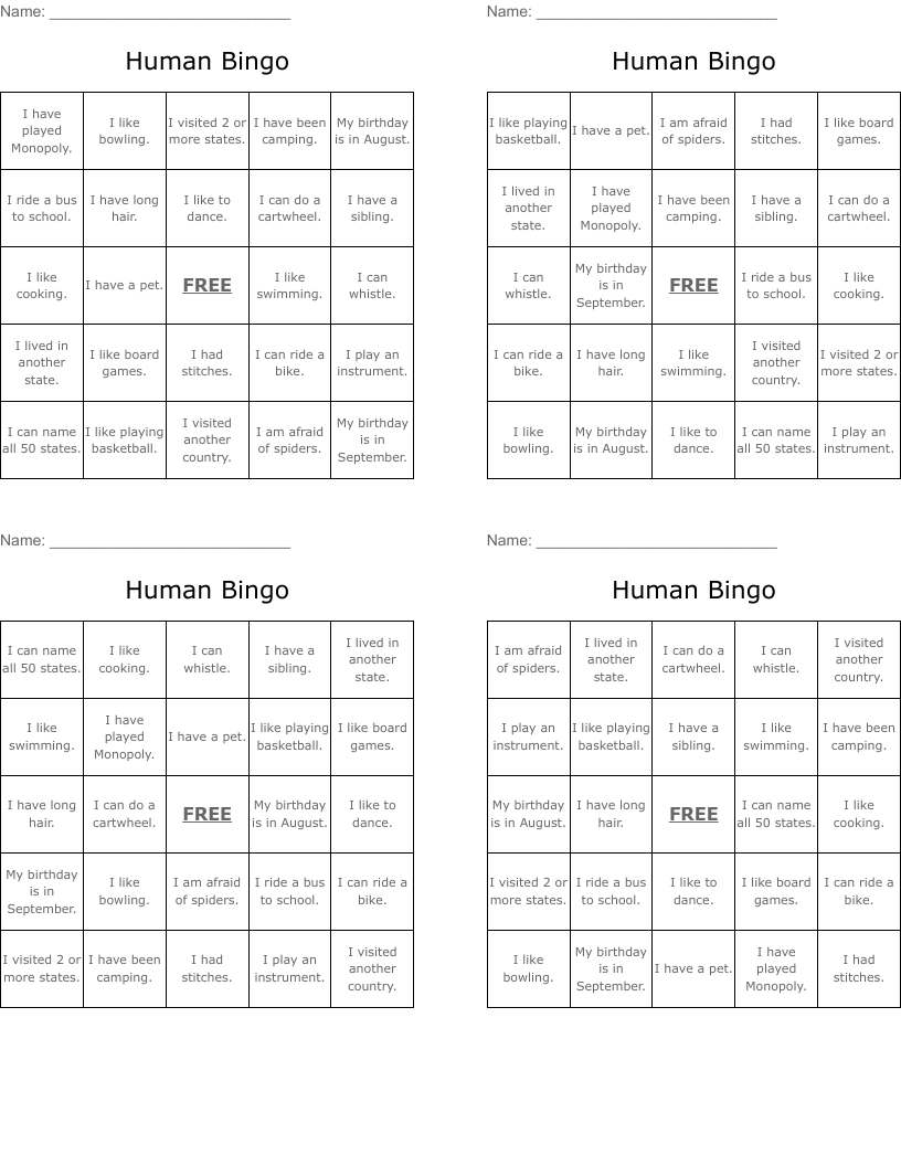 Human Bingo