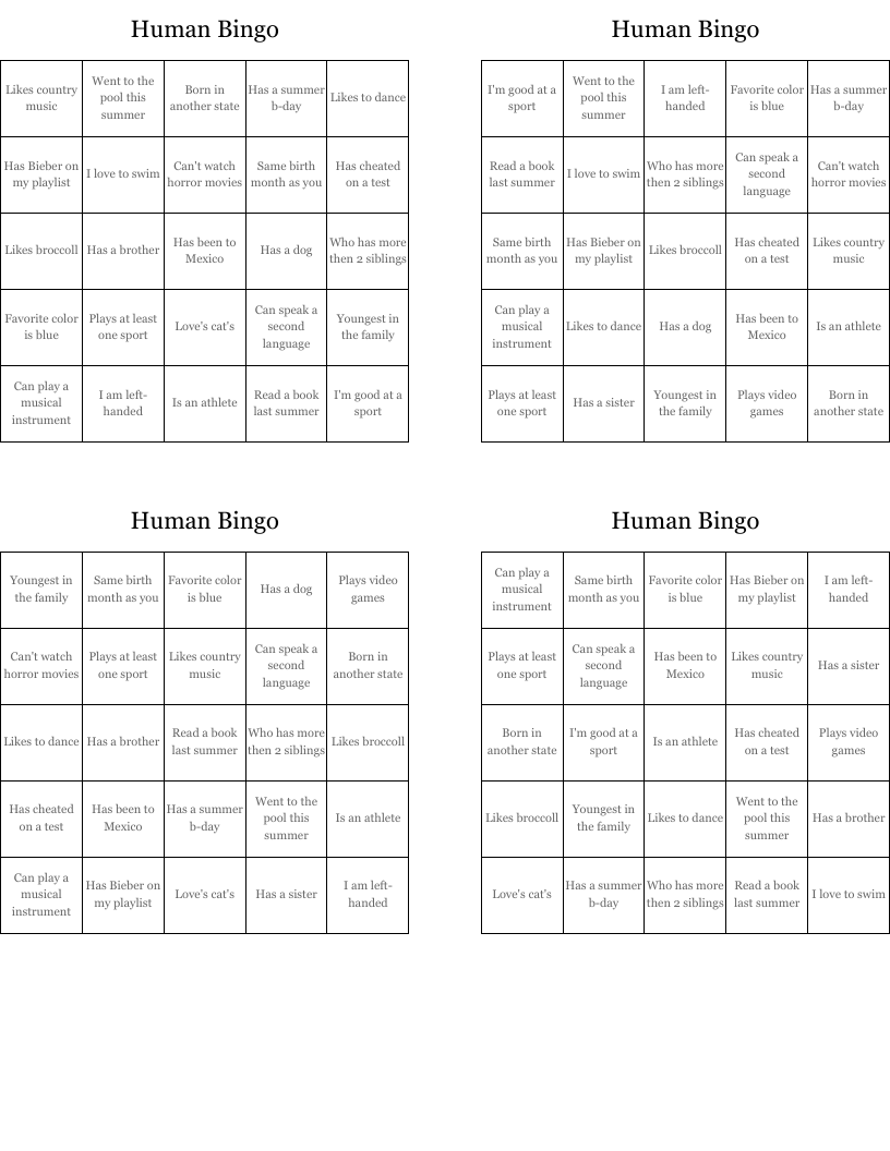 Human Bingo 