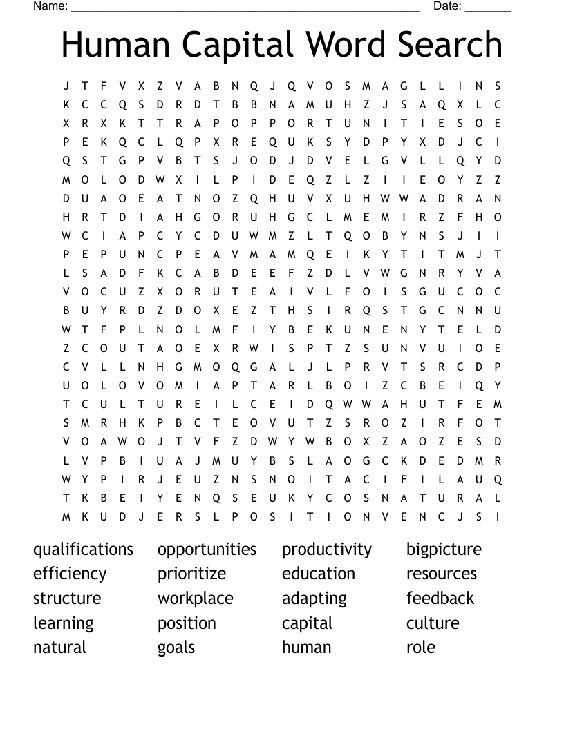 Human Capital Word Search