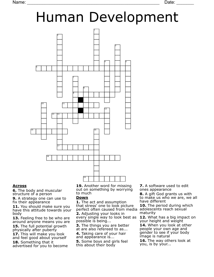 Human Development Crossword