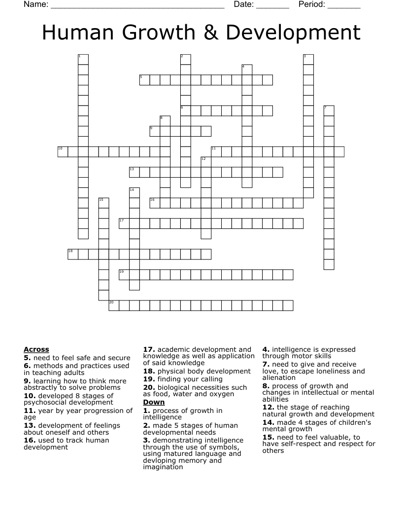 Human Growth & Development Crossword