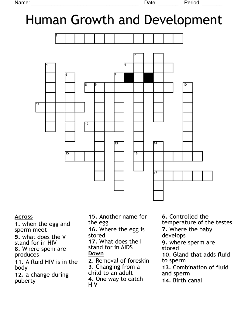 Human Growth and Development Crossword