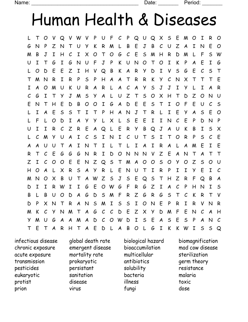 Human Health & Diseases Word Search